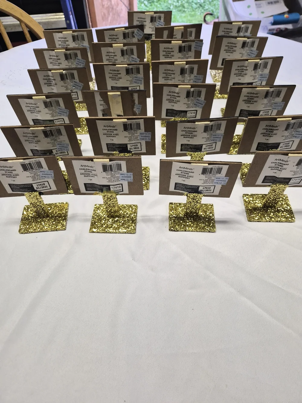 Gold Glitter Tabel Number Black Signs - Party Table Decor